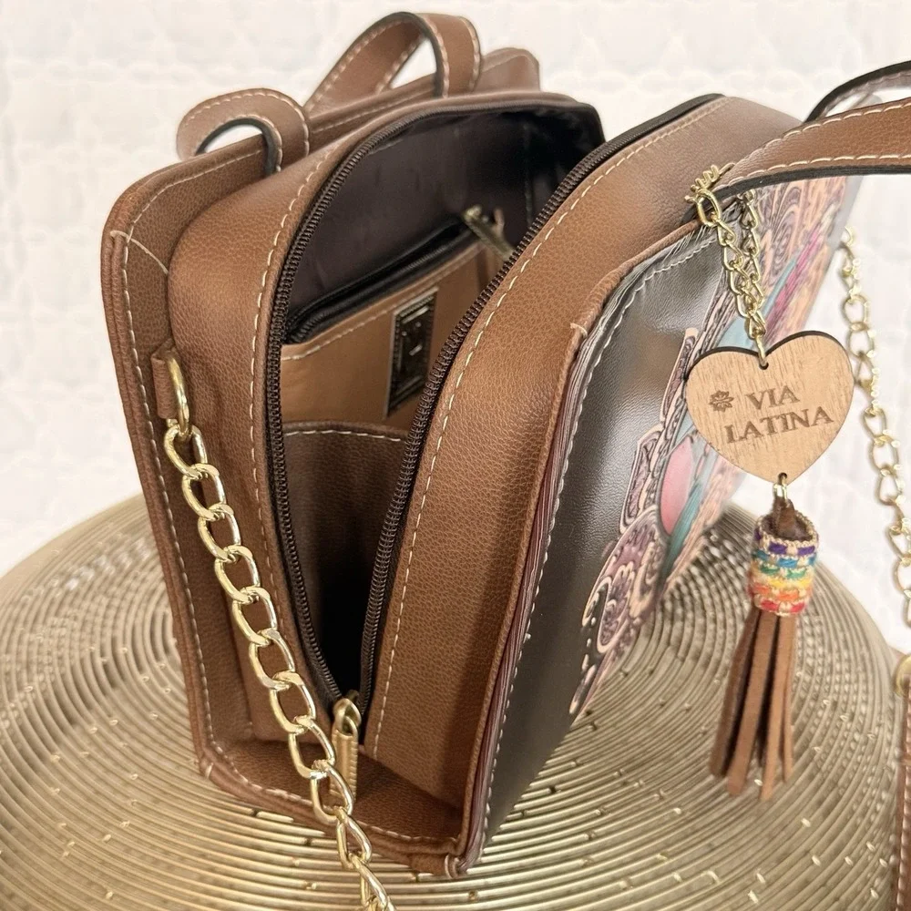 Via Latina Artisanal NWOT Leather Purse Gold‎ Hardware Structured Shoulder Bag